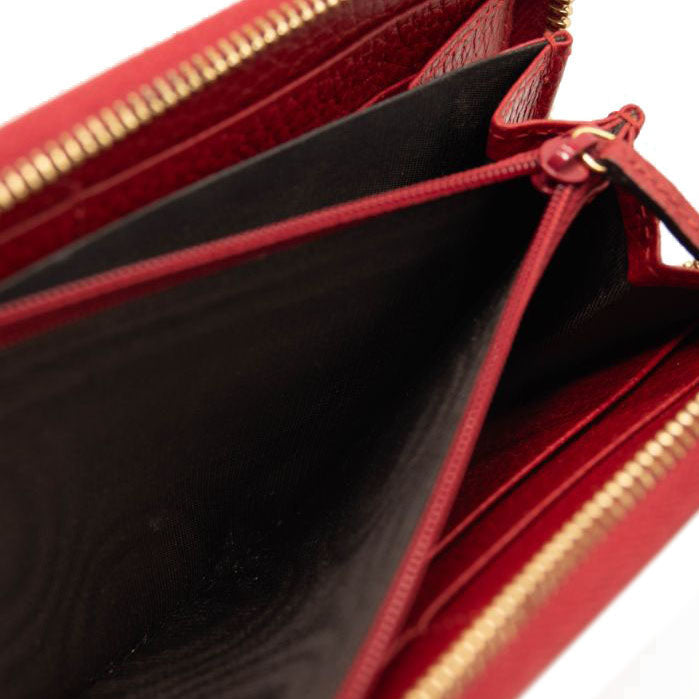 Gucci Calfskin GG Marmont Continental Zip Wallet Hibiscus Red