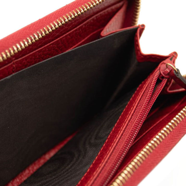 Gucci Calfskin GG Marmont Continental Zip Wallet Hibiscus Red