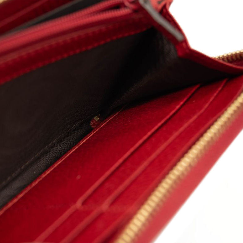 Gucci Calfskin GG Marmont Continental Zip Wallet Hibiscus Red