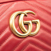 Gucci Calfskin Matelasse Small GG Marmont Chain Shoulder Bag Hibiscus Red