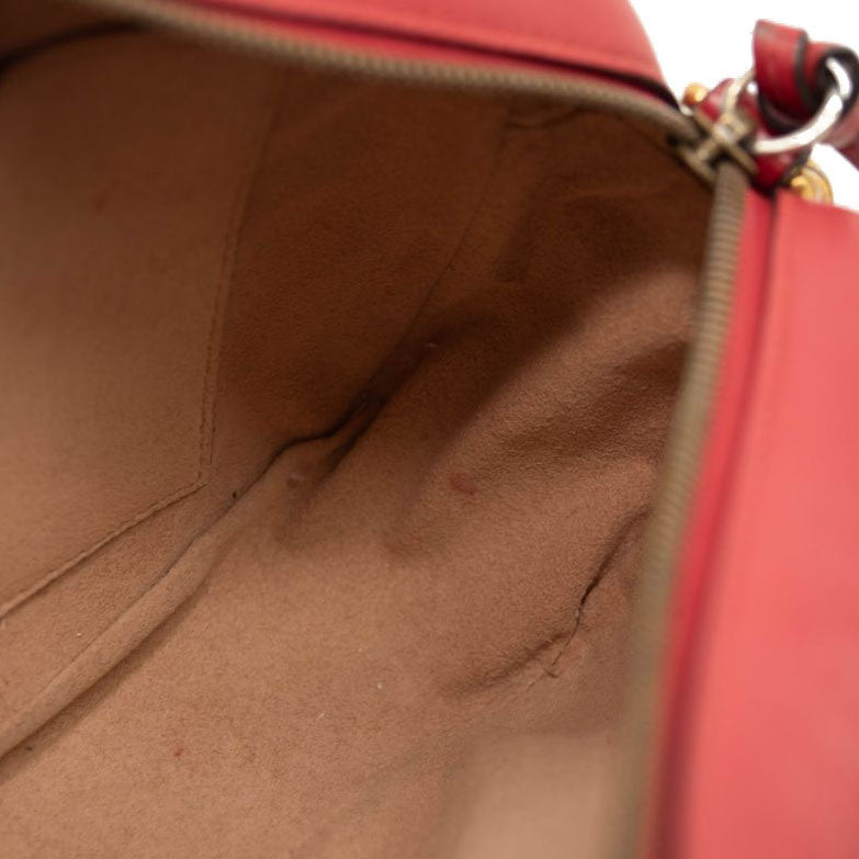 Gucci Calfskin Matelasse Small GG Marmont Chain Shoulder Bag Hibiscus Red