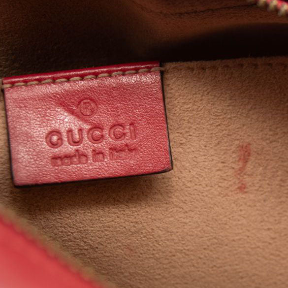 Gucci Calfskin Matelasse Small GG Marmont Chain Shoulder Bag Hibiscus Red
