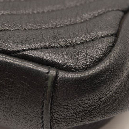 Saint Laurent Sheepskin Matelasse Chevron Monogram Large College Satchel Black