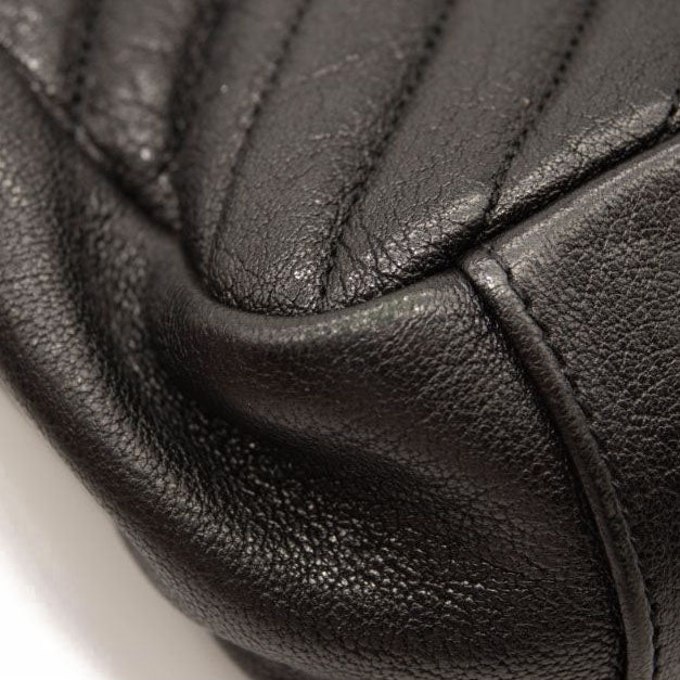 Saint Laurent Sheepskin Matelasse Chevron Monogram Large College Satchel Black