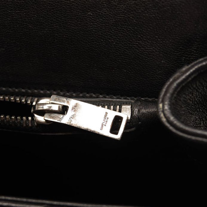 Saint Laurent Sheepskin Matelasse Chevron Monogram Large College Satchel Black