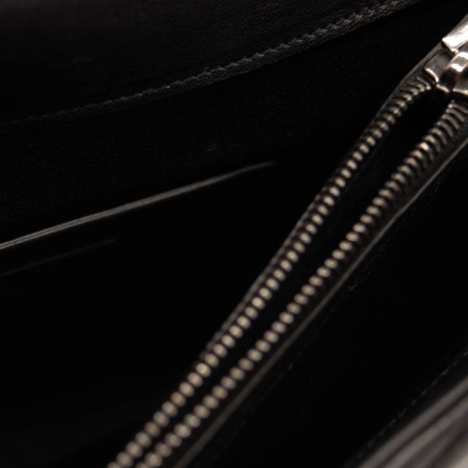 Saint Laurent Sheepskin Matelasse Chevron Monogram Large College Satchel Black