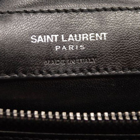 Saint Laurent Sheepskin Matelasse Chevron Monogram Large College Satchel Black