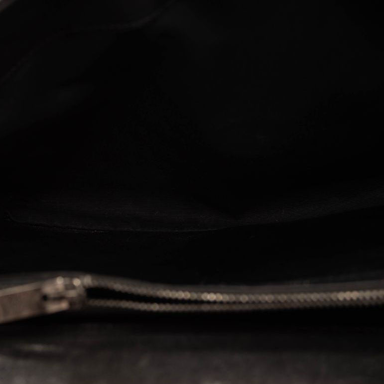 Saint Laurent Sheepskin Matelasse Chevron Monogram Large College Satchel Black