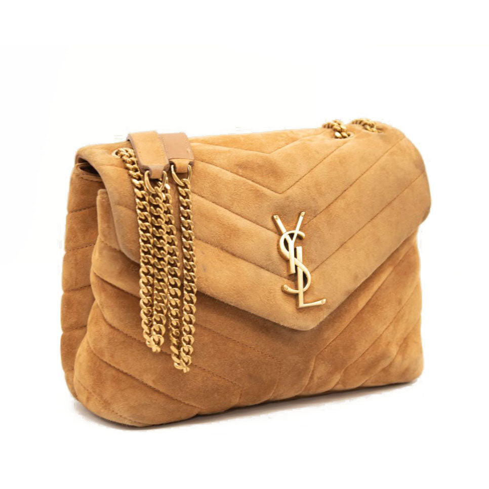 Saint Laurent loulou puffer small quilted suede shoulder bag