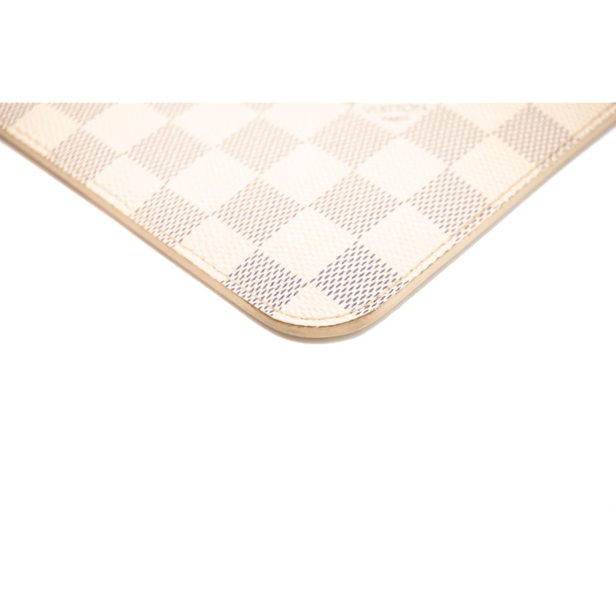 LOUIS VUITTON Damier Azur Neverfull MM GM Pochette in Rose Ballerine