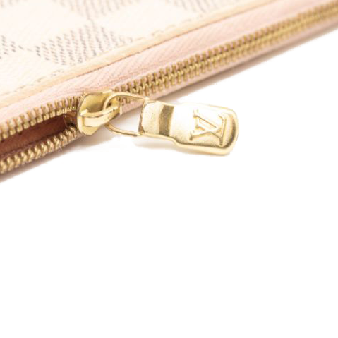 LOUIS VUITTON Damier Azur Neverfull MM GM Pochette in Rose Ballerine