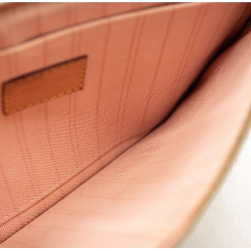 LOUIS VUITTON Damier Azur Neverfull MM GM Pochette in Rose Ballerine