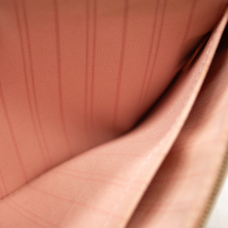 LOUIS VUITTON Damier Azur Neverfull MM GM Pochette in Rose Ballerine