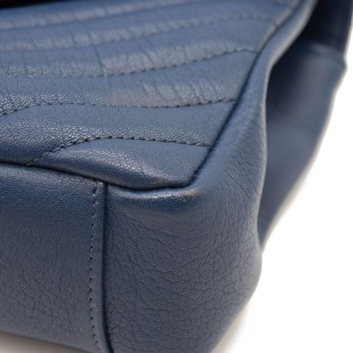 Saint Laurent Matelasse Chevron Monogram Medium College Bag Navy Blue