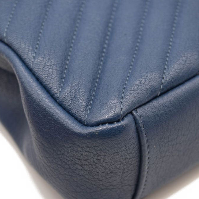 Saint Laurent Matelasse Chevron Monogram Medium College Bag Navy Blue