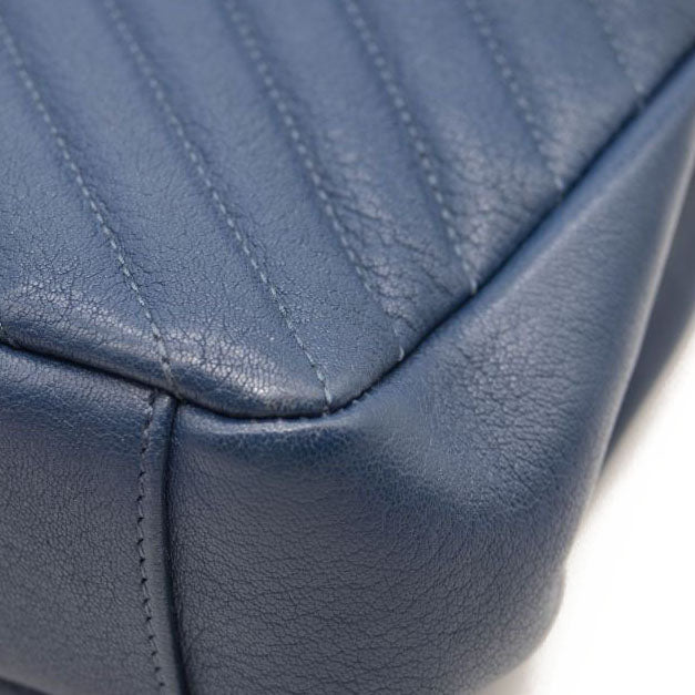 Saint Laurent Matelasse Chevron Monogram Medium College Bag Navy Blue