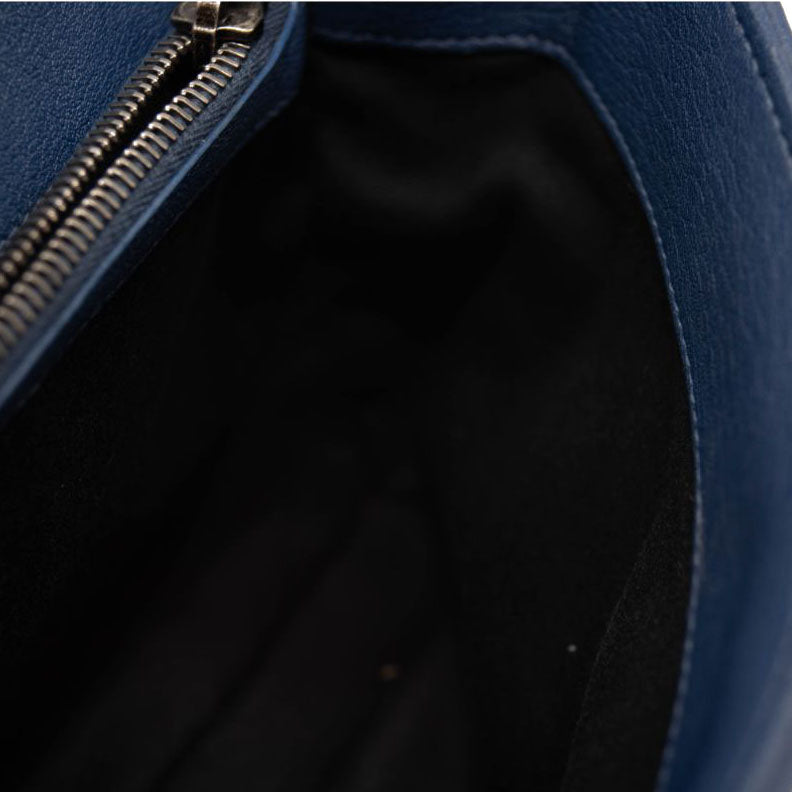 Saint Laurent Matelasse Chevron Monogram Medium College Bag Navy Blue