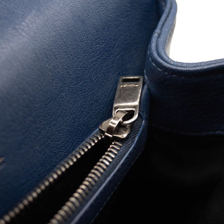 Saint Laurent Matelasse Chevron Monogram Medium College Bag Navy Blue