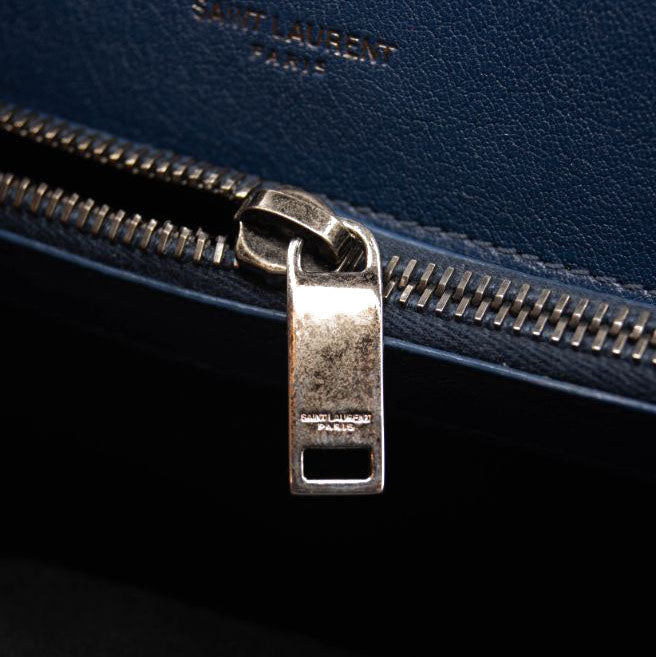 Saint Laurent Matelasse Chevron Monogram Medium College Bag Navy Blue