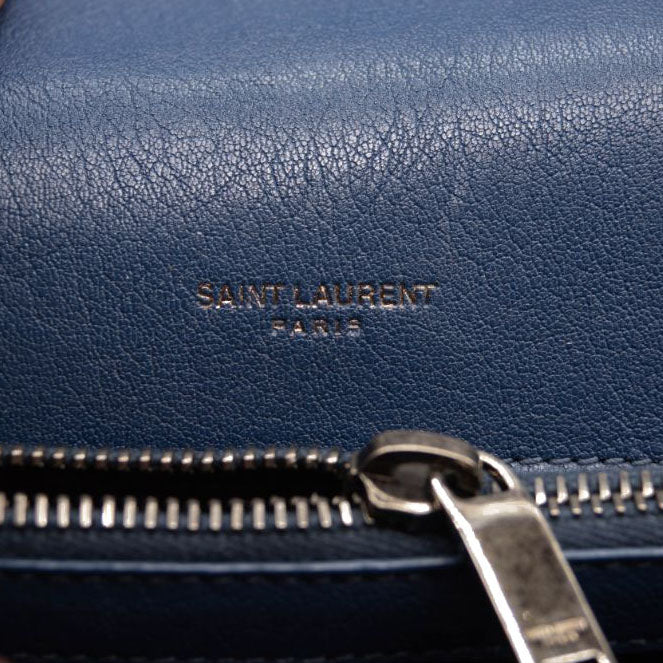 Saint Laurent Matelasse Chevron Monogram Medium College Bag Navy Blue