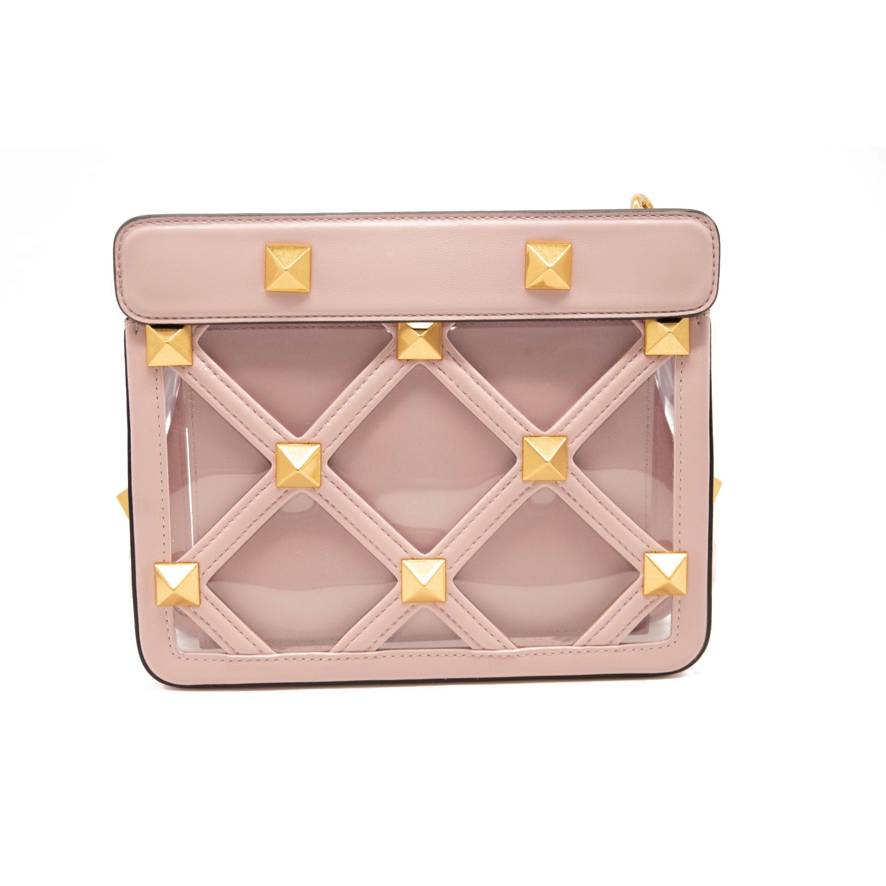 NEW Valentino Roman Stud Transparent Shoulder Bag Pink