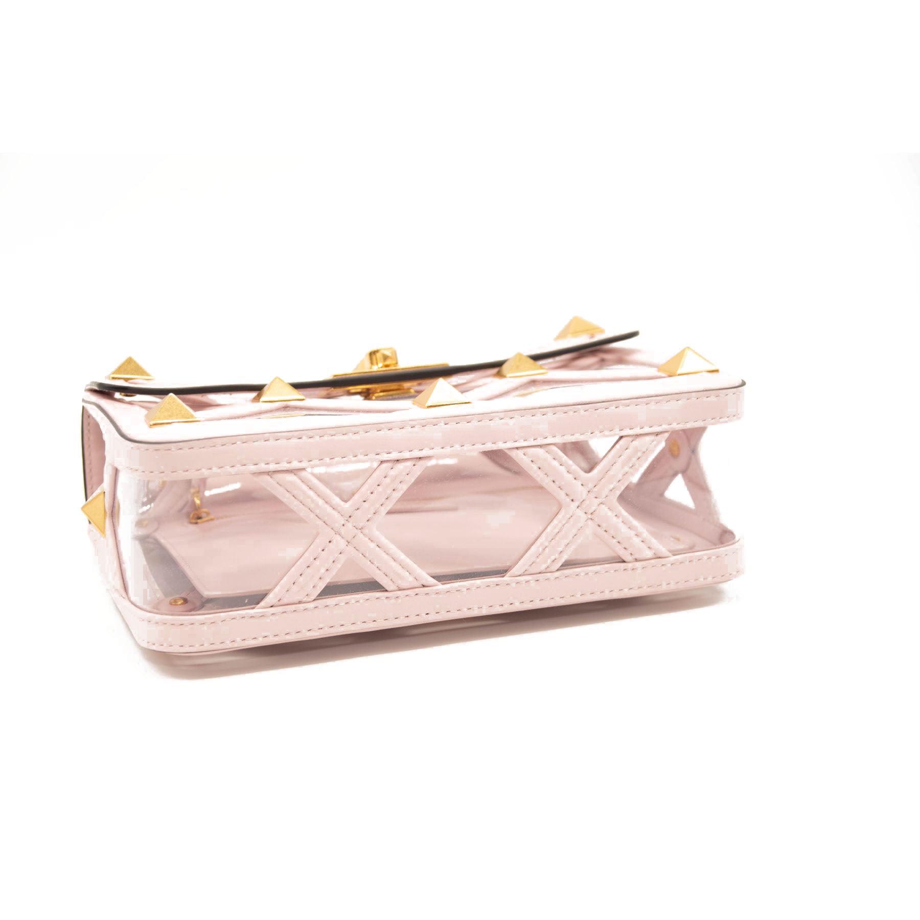 NEW Valentino Roman Stud Transparent Shoulder Bag Pink