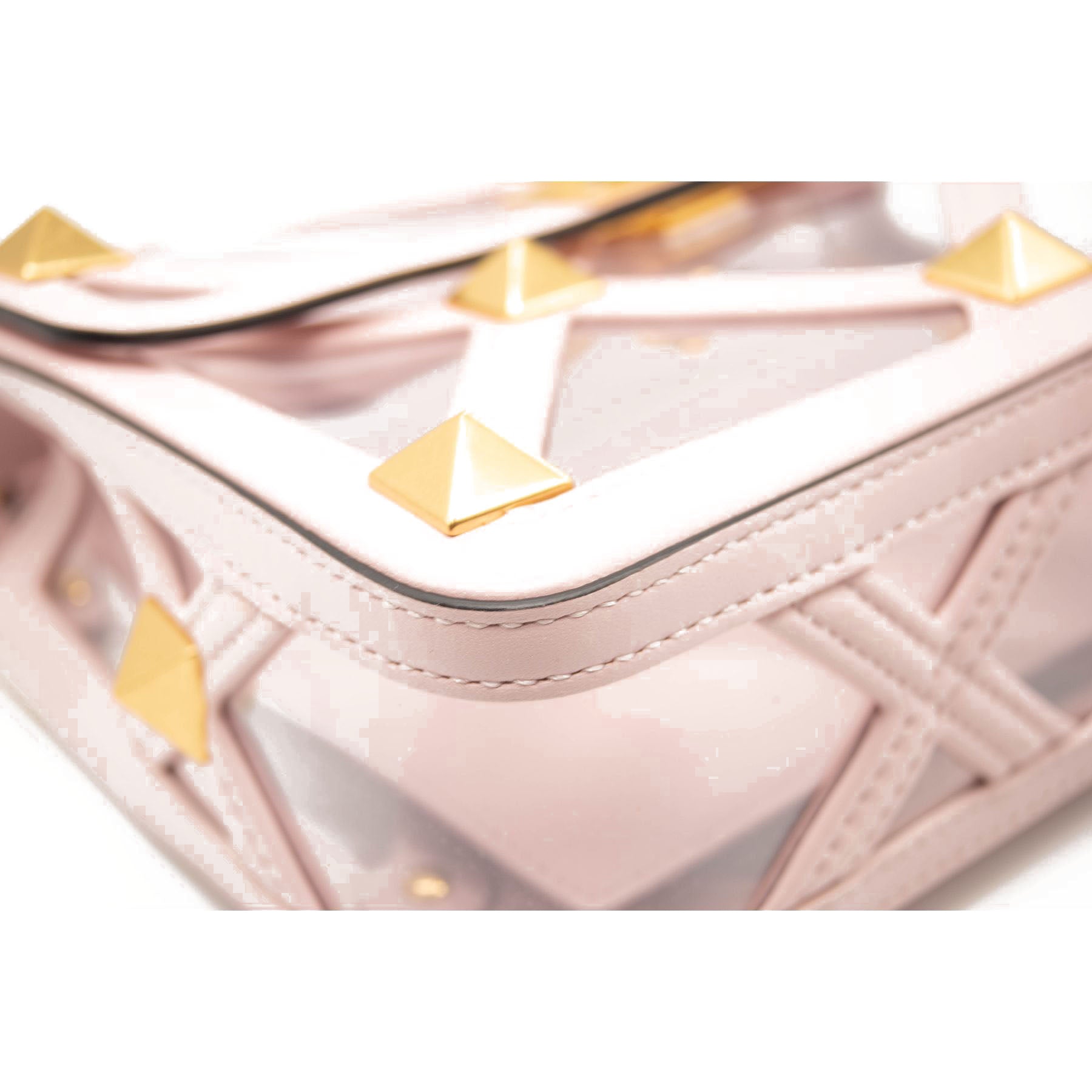 NEW Valentino Roman Stud Transparent Shoulder Bag Pink