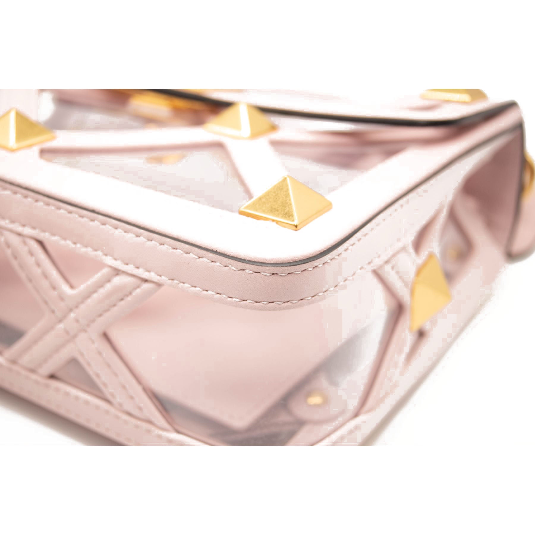 NEW Valentino Roman Stud Transparent Shoulder Bag Pink