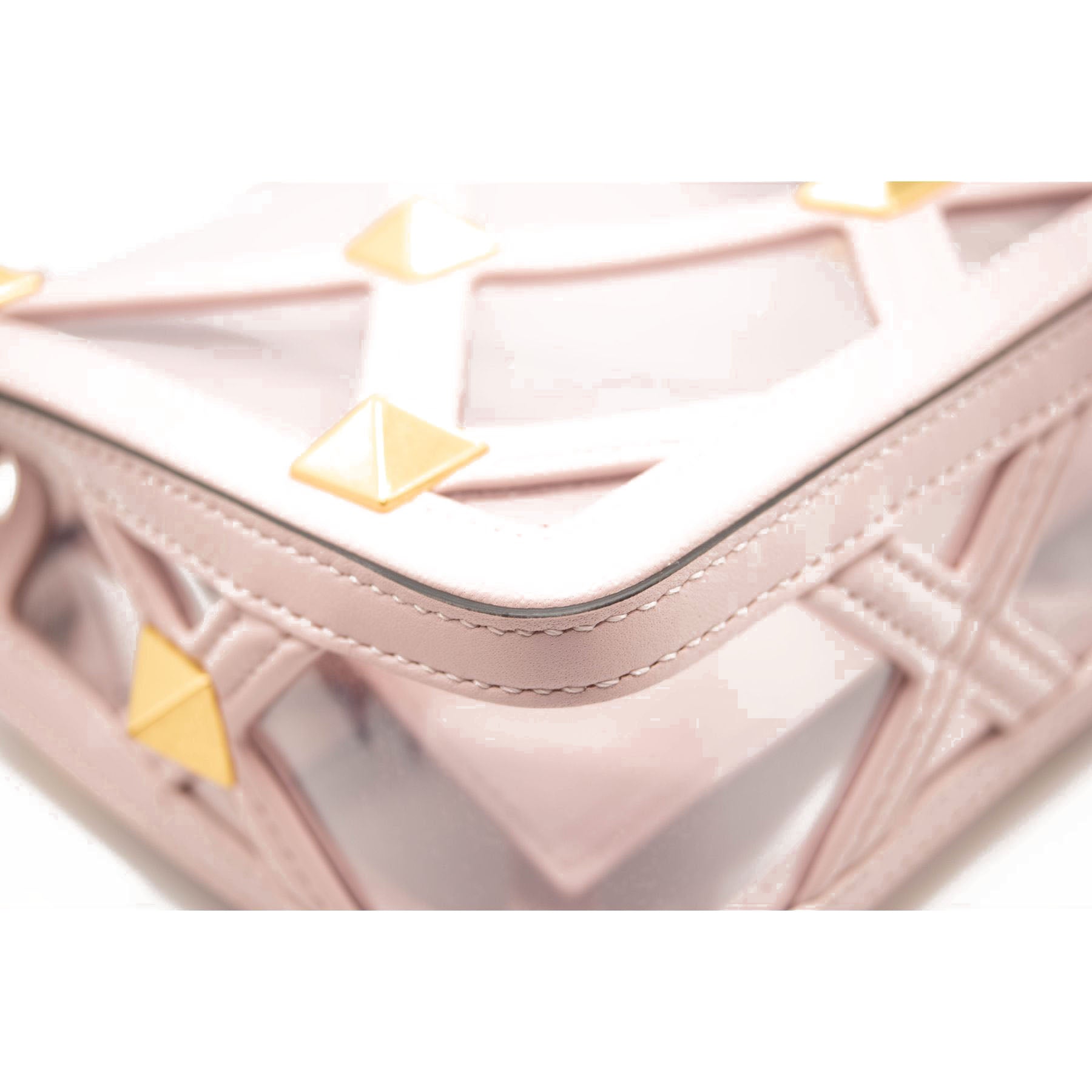 NEW Valentino Roman Stud Transparent Shoulder Bag Pink
