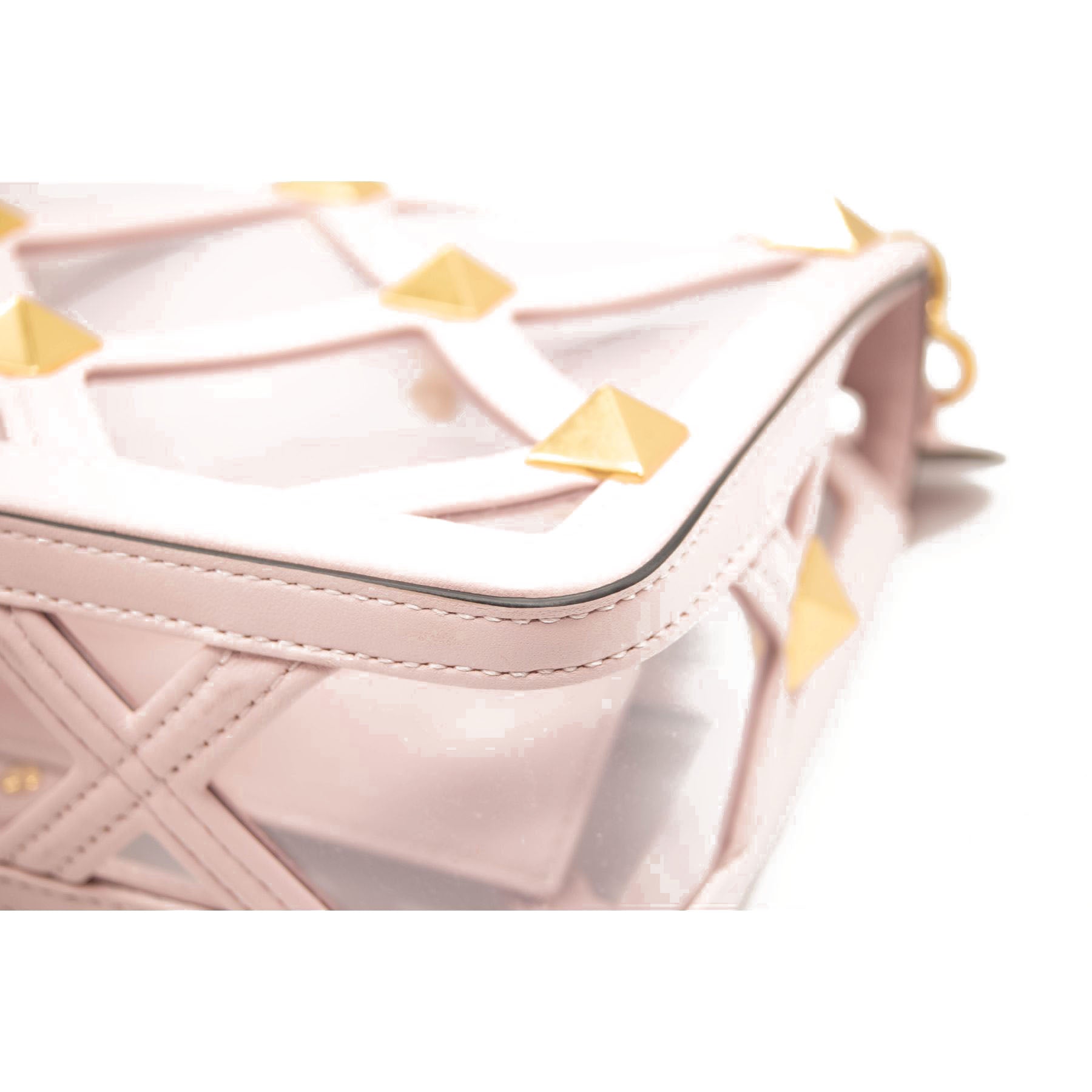 NEW Valentino Roman Stud Transparent Shoulder Bag Pink