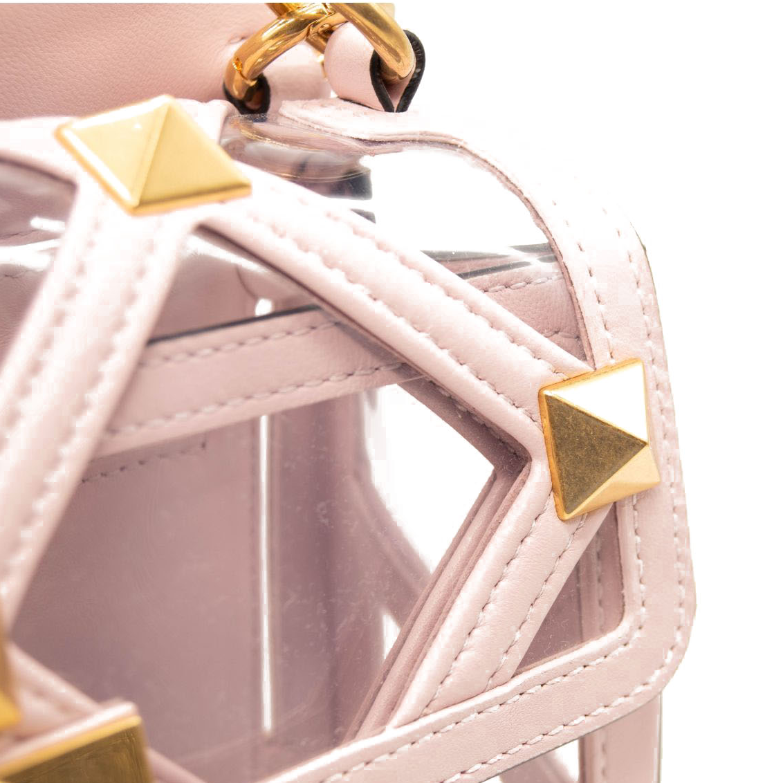 NEW Valentino Roman Stud Transparent Shoulder Bag Pink