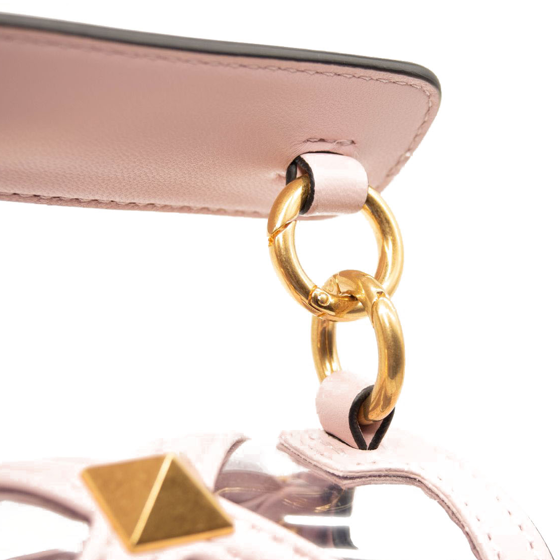 NEW Valentino Roman Stud Transparent Shoulder Bag Pink