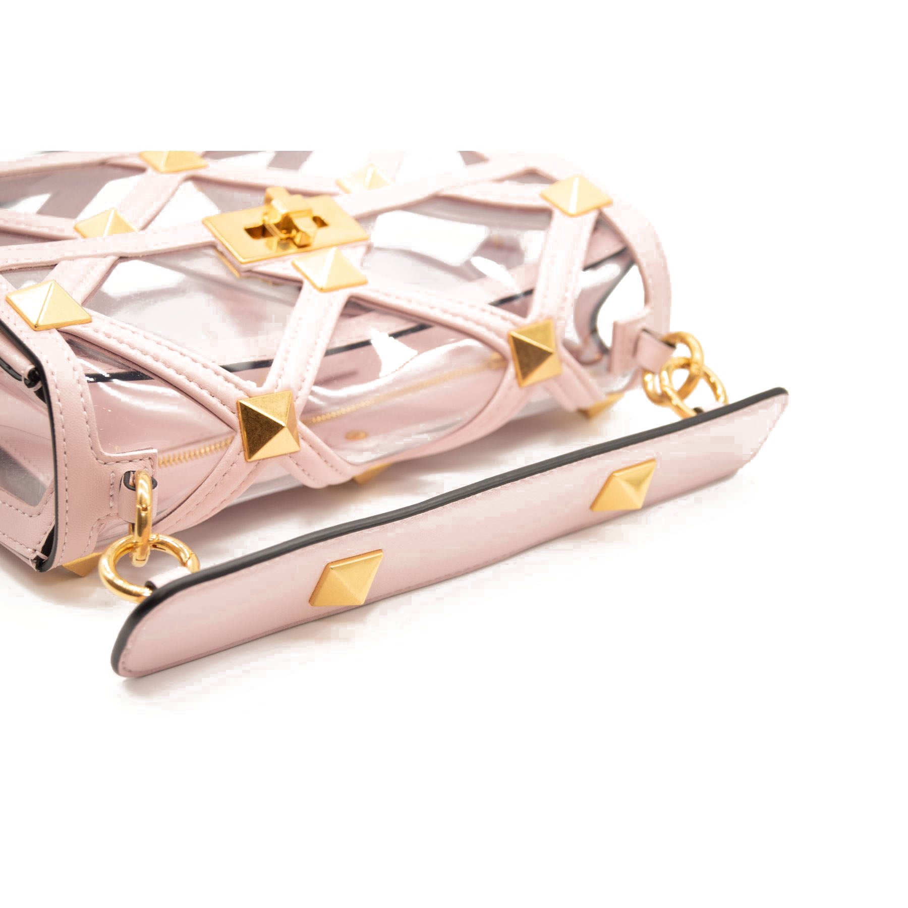 NEW Valentino Roman Stud Transparent Shoulder Bag Pink