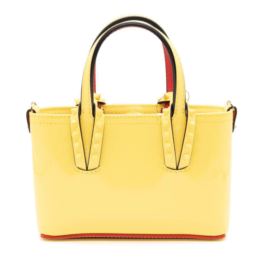 NEW Christian Louboutin Nano Cabata East/West Leather Tote Yellow