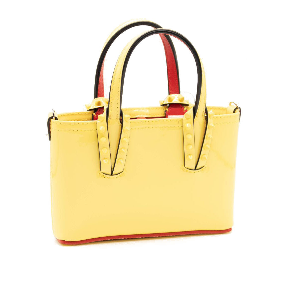 NEW Christian Louboutin Nano Cabata East/West Leather Tote Yellow