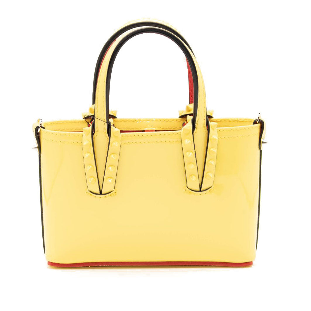 NEW Christian Louboutin Nano Cabata East/West Leather Tote Yellow