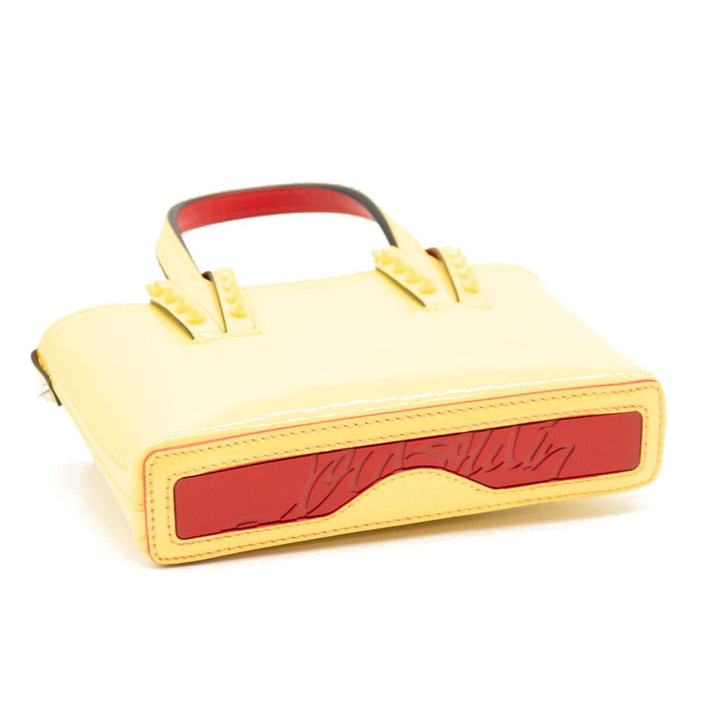 NEW Christian Louboutin Nano Cabata East/West Leather Tote Yellow
