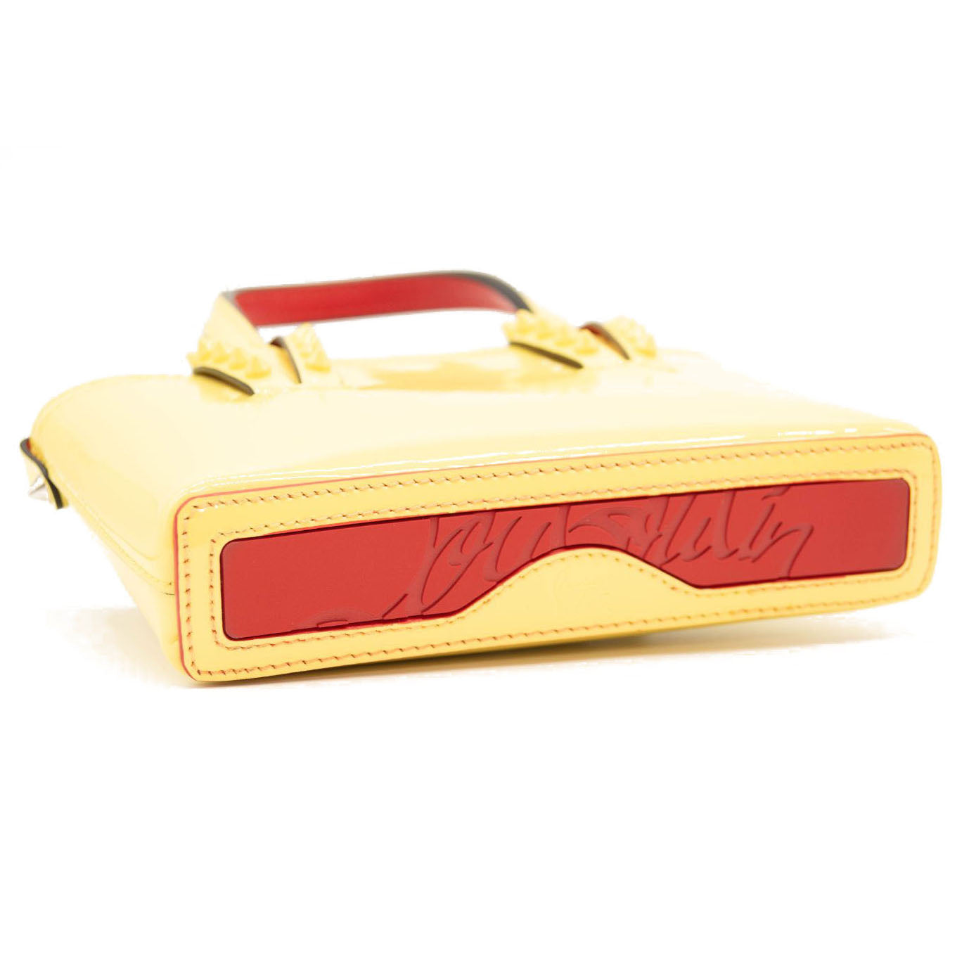 NEW Christian Louboutin Nano Cabata East/West Leather Tote Yellow
