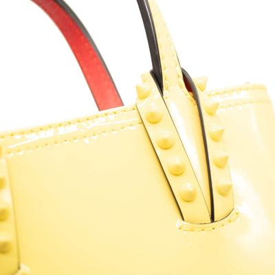 NEW Christian Louboutin Nano Cabata East/West Leather Tote Yellow