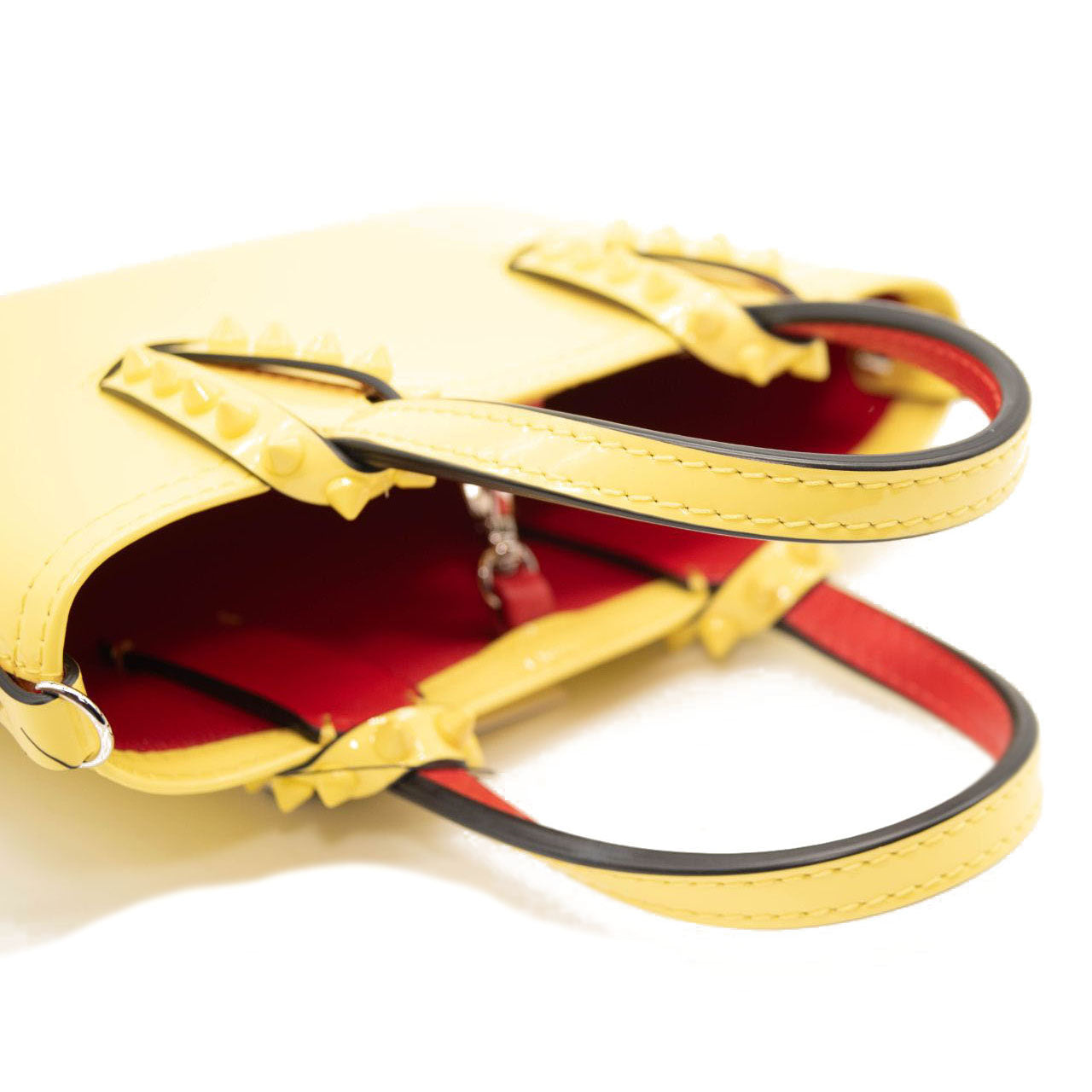 NEW Christian Louboutin Nano Cabata East/West Leather Tote Yellow
