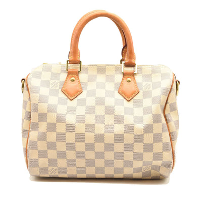 Louis Vuitton Speedy Bandouliere Top Handle Bag 25 Damier Azure