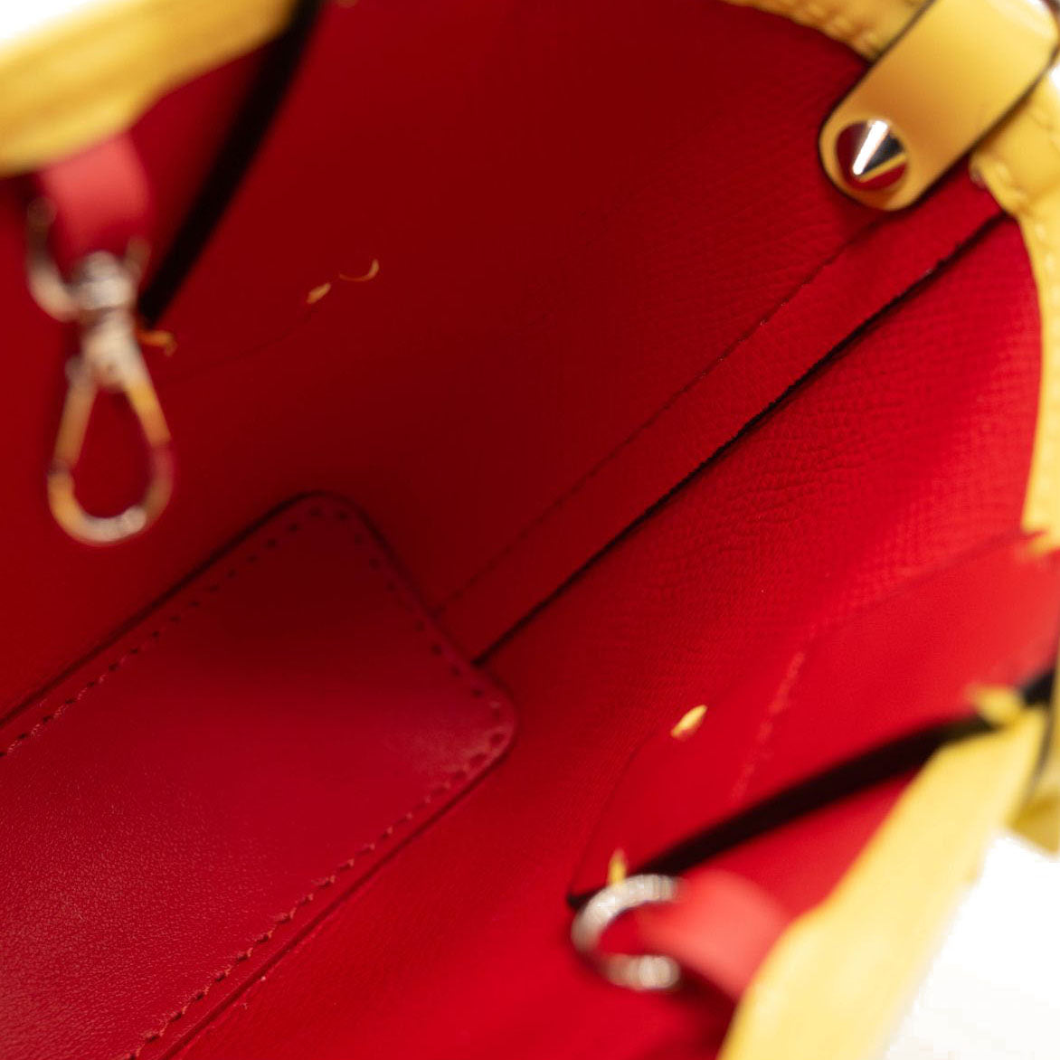 NEW Christian Louboutin Nano Cabata East/West Leather Tote Yellow