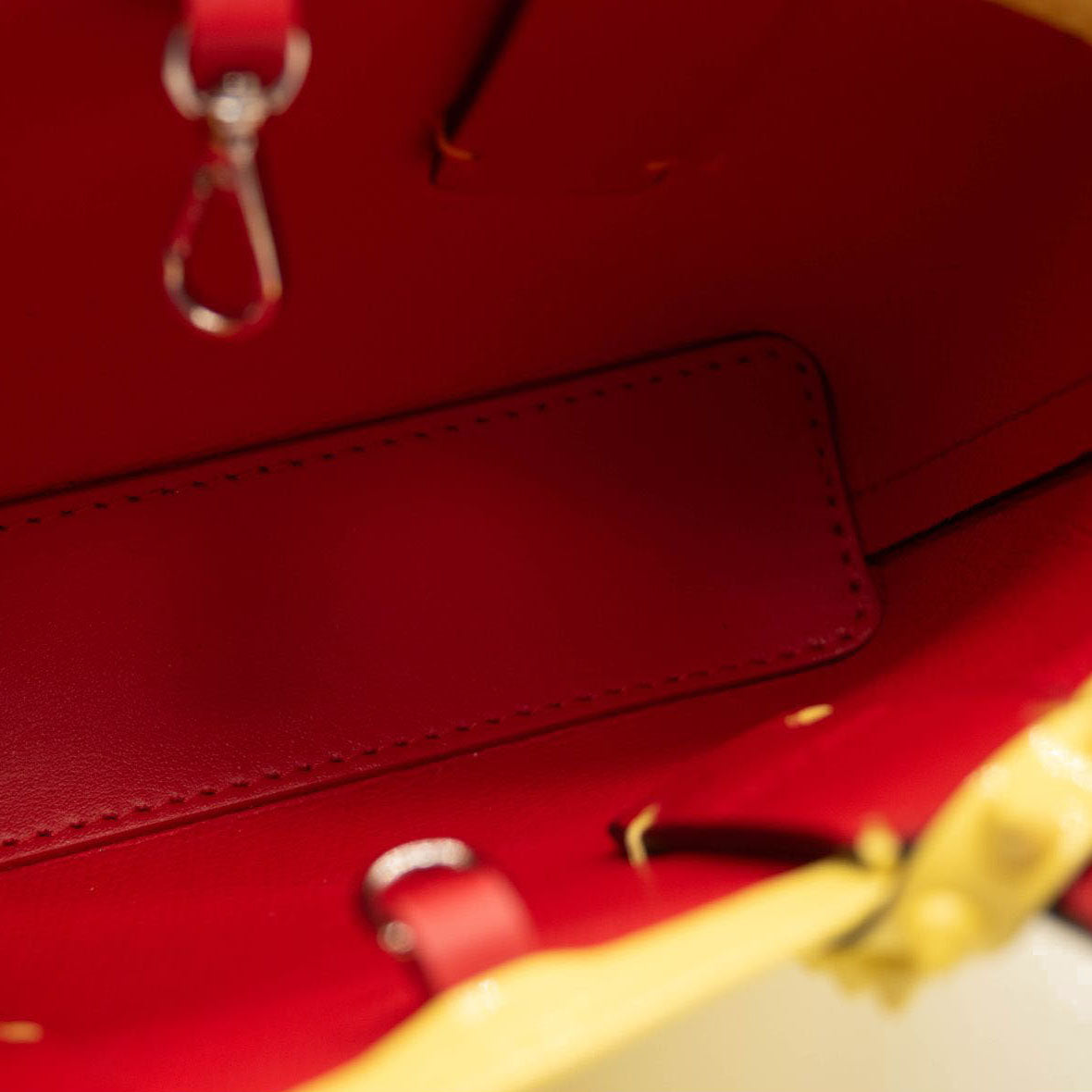 NEW Christian Louboutin Nano Cabata East/West Leather Tote Yellow