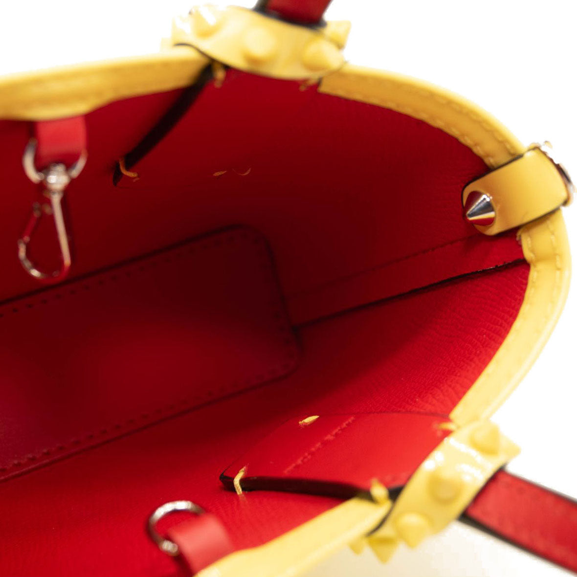 NEW Christian Louboutin Nano Cabata East/West Leather Tote Yellow