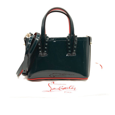 NEW Christian Louboutin Nano Cabata East/West Leather Tote Green