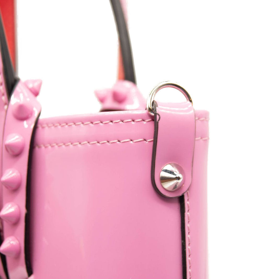NEW Christian Louboutin Nano Cabata East/West Leather Tote Pink
