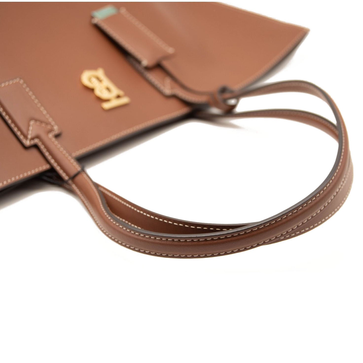 NEW Burberry Medium Soft TB Monogram Leather Tote Tan Brown