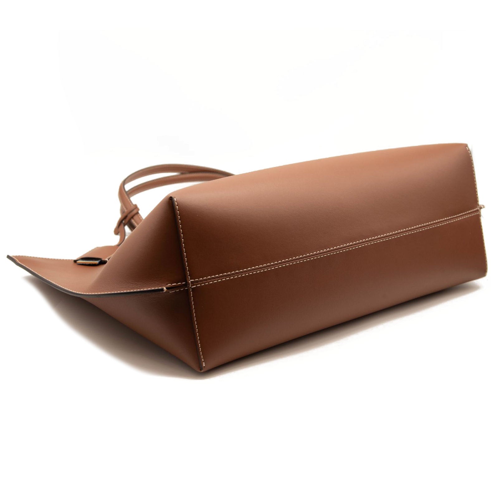 NEW Burberry Medium Soft TB Monogram Leather Tote Tan Brown