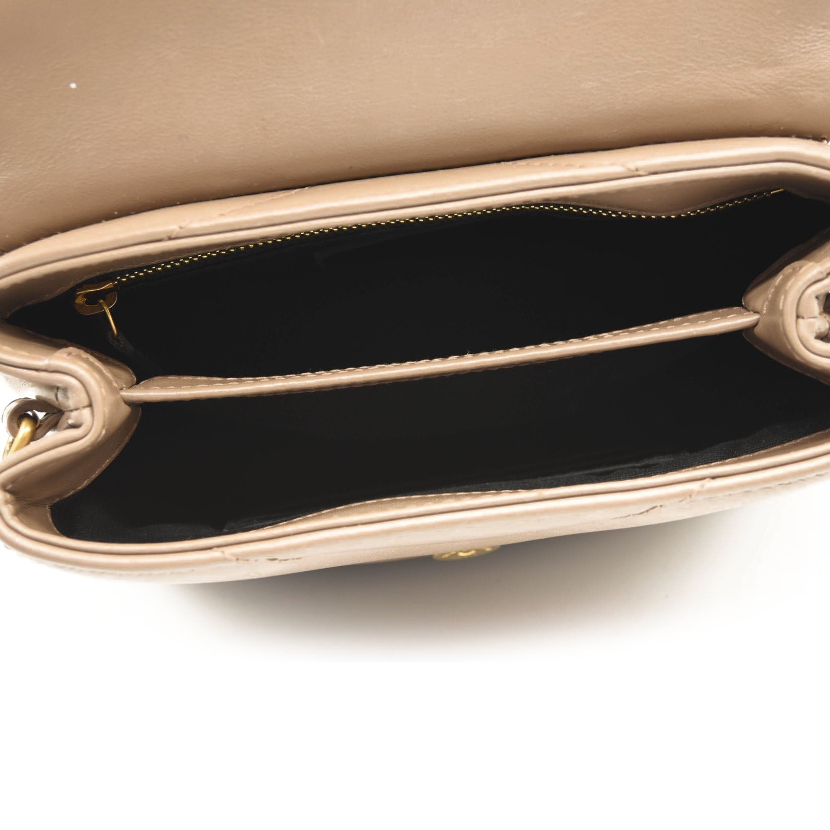 Pre-Owned SAINT LAURENT Calfskin Y Quilted Monogram Toy Loulou Crossbody Bag Latte