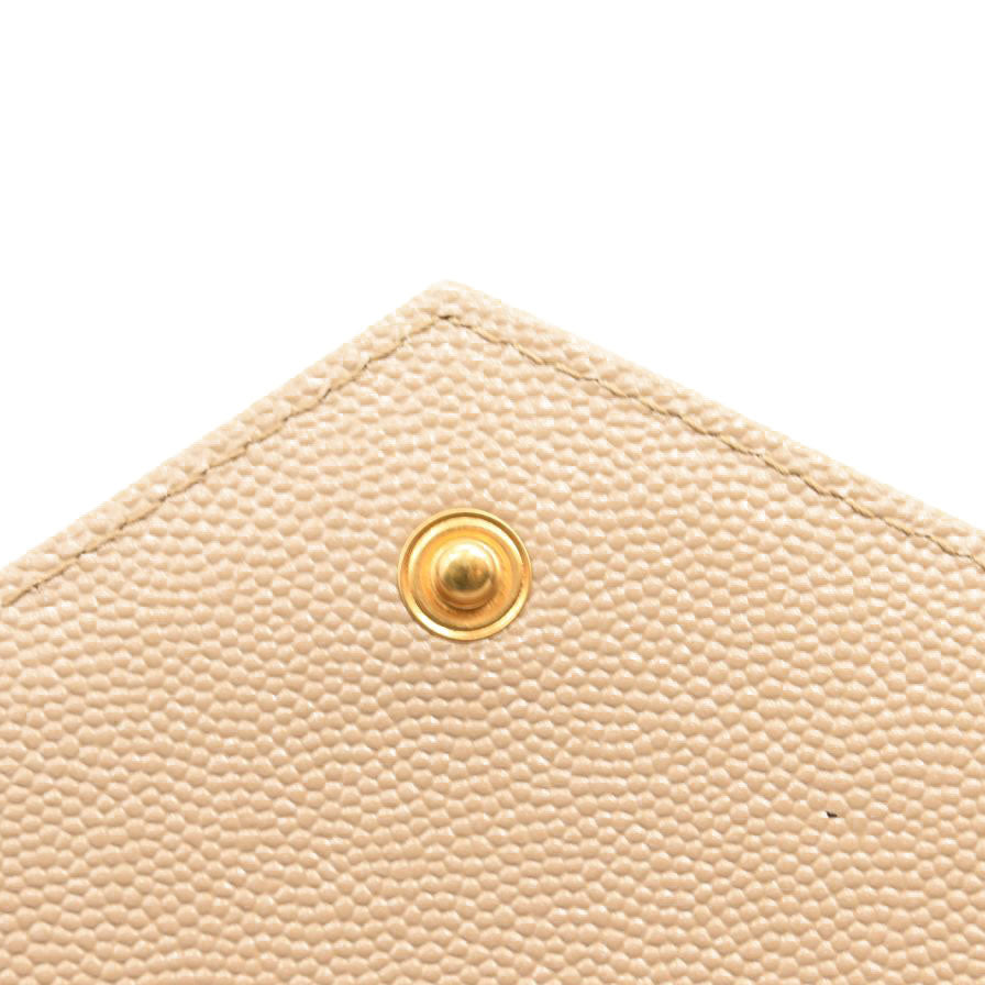 NEW SAINT LAURENT Grain De Poudre Matelasse Chevron Monogram Chain Wallet Dark Beige